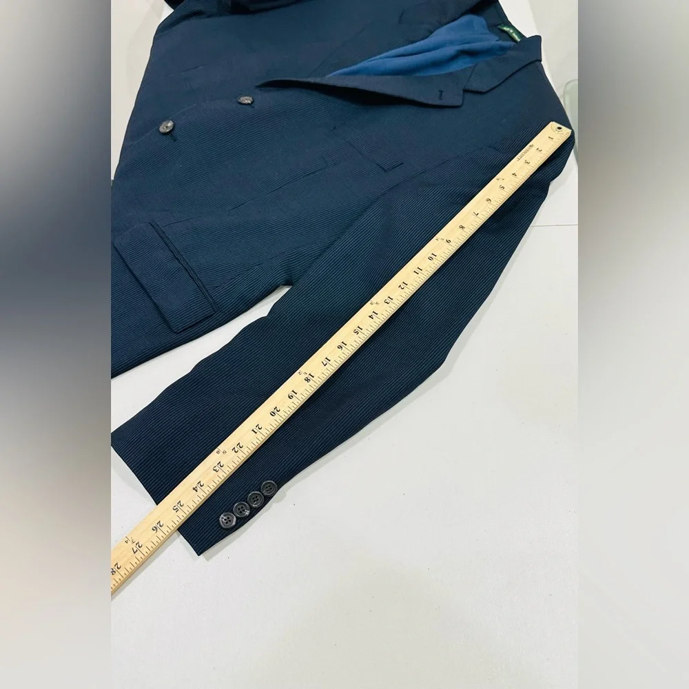 Ralph Ralph Laruen 46L Navy Blue 100% Wool Mens‎ Blazer Sport Coat Ribbed